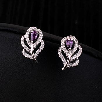 leaf design fashion earing with crystal ...